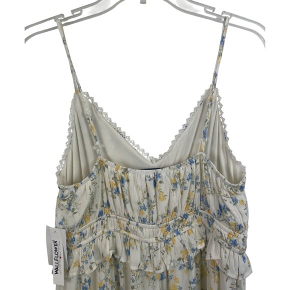 Wallflower Womens Size Large Floral Midi Dress With Ruffle Hem Adjustable Straps - Picture 7 of 13